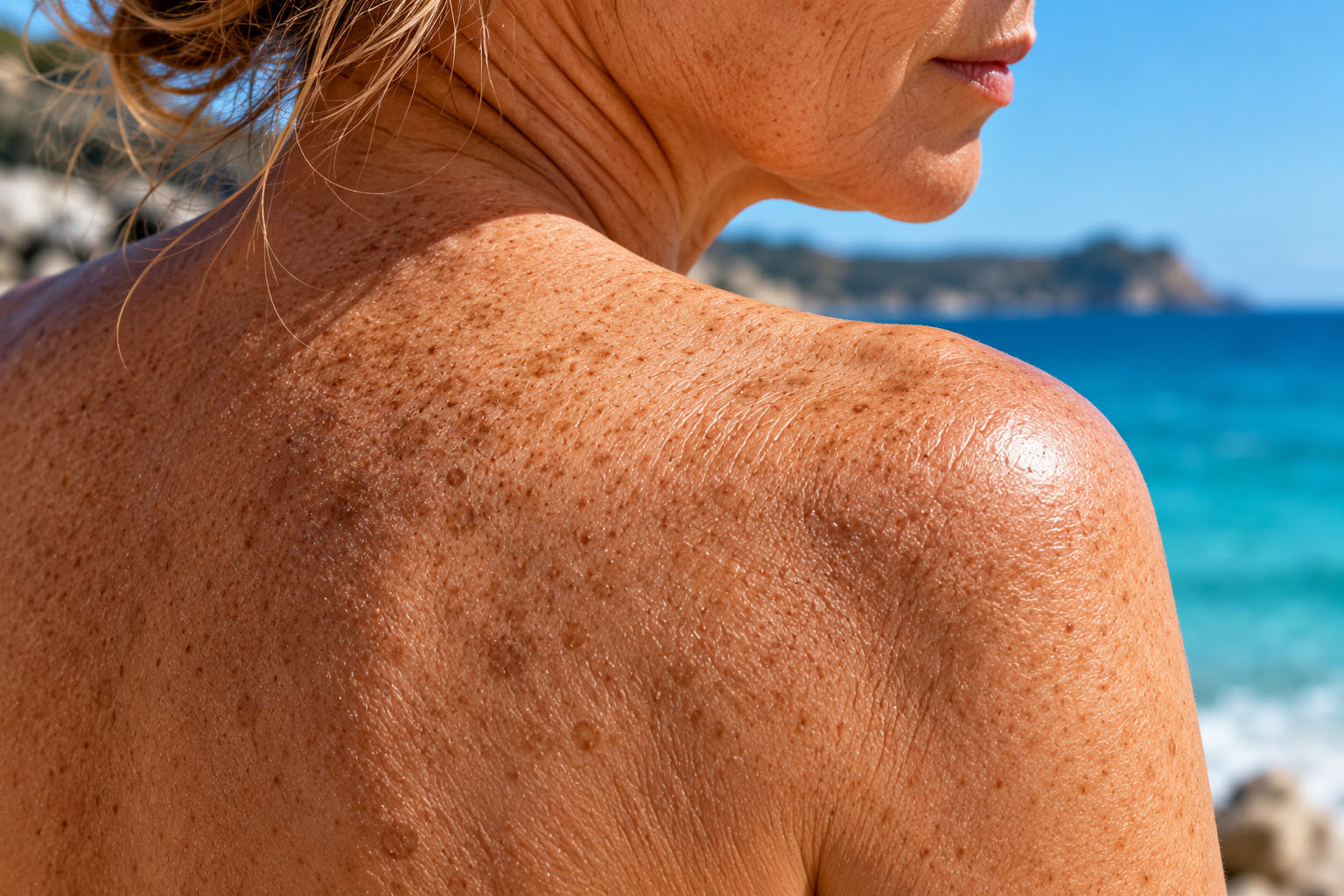 Photoaged skin on a chronically exposed body area