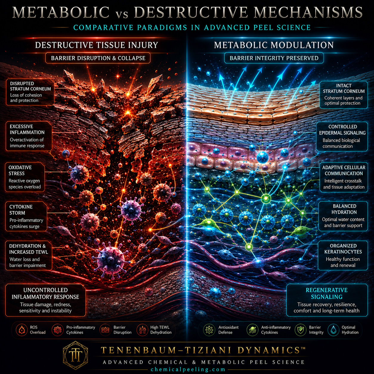 Comparison of metabolic modulation and destructive peel mechanisms