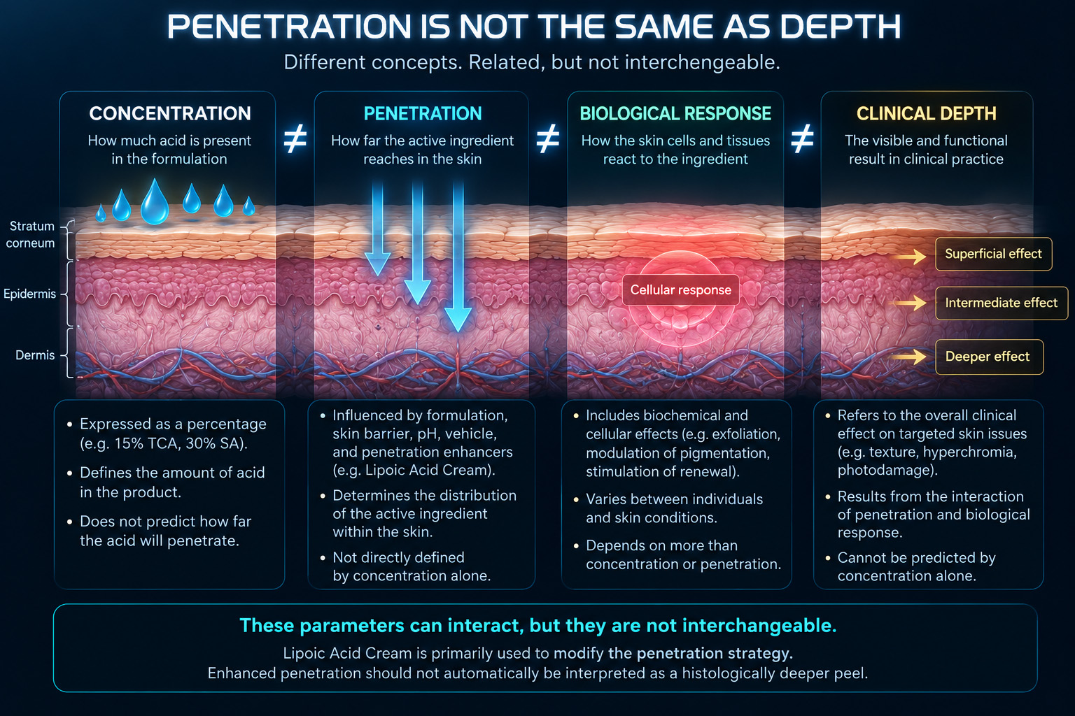 Penetration versus clinical depth with Lipoic Acid Cream