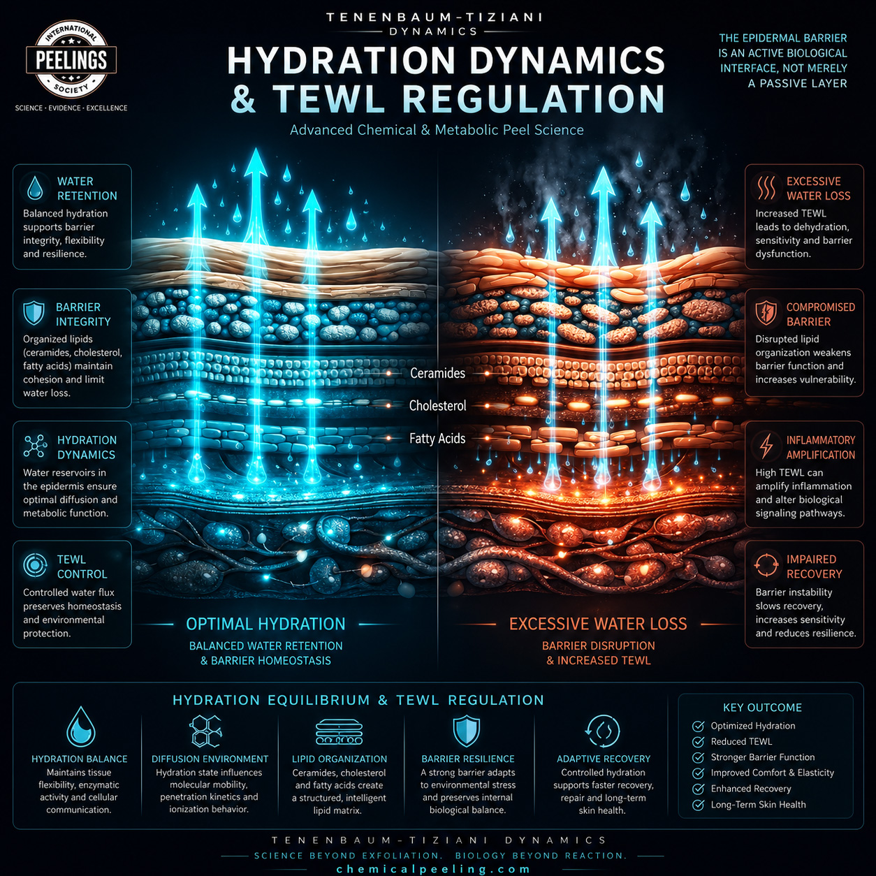 Hydration dynamics and TEWL regulation in the epidermal barrier